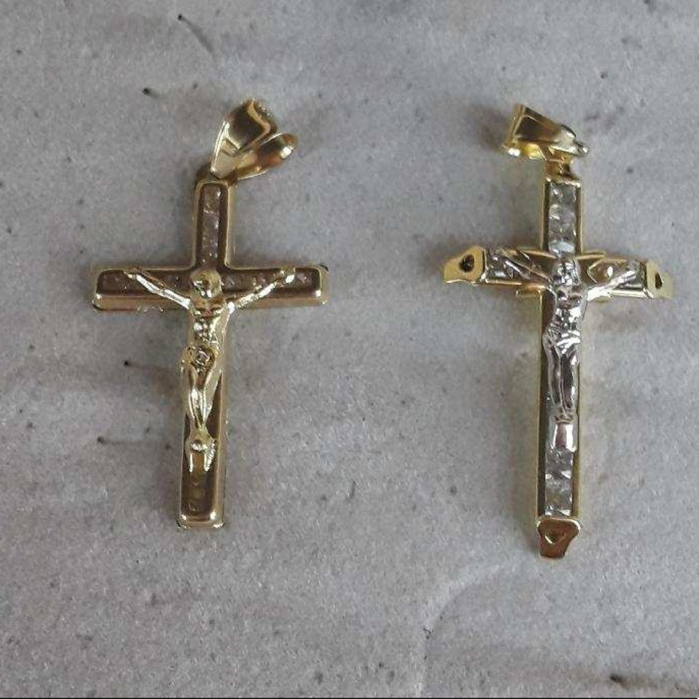 BRAND NEW DOUBLE 14K JESUS CRUCIFIX CROSS PENDANT